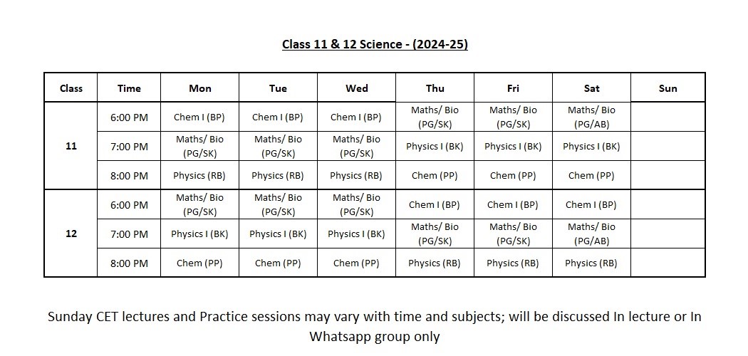 Timetable